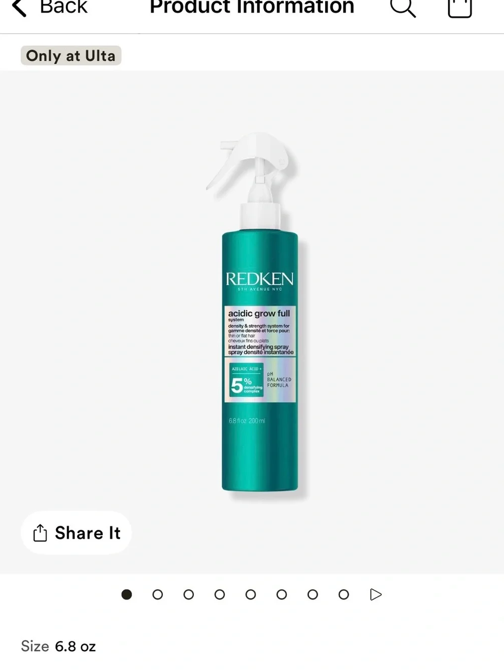 Redken Acidic Grow Full Instant Densifying Spray - Teal